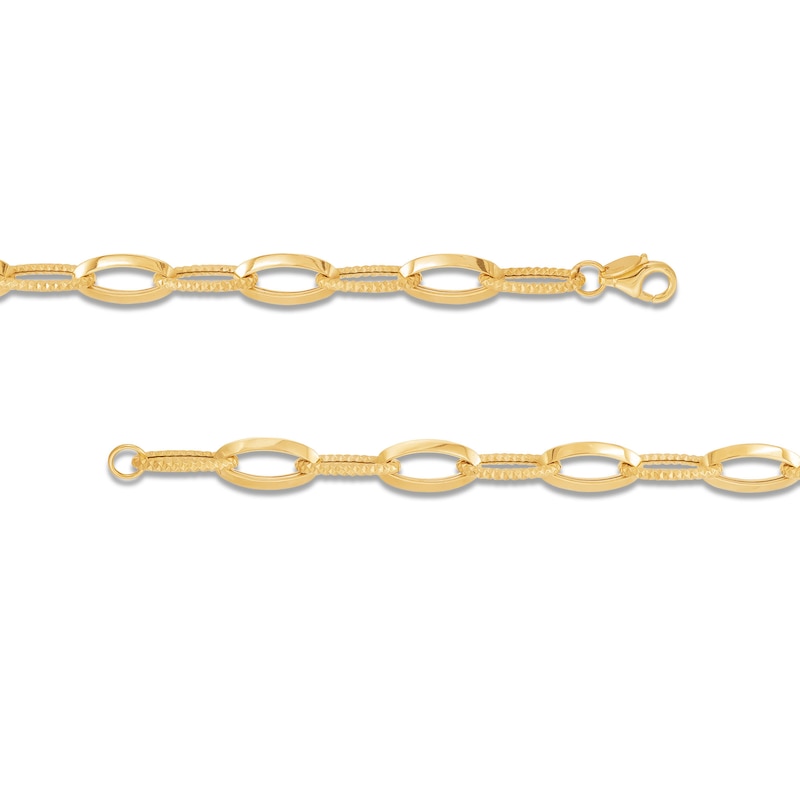 Main Image 3 of Diamond-Cut 10.0mm Oval Link Chain Bracelet in Hollow 14K Gold - 7.5"