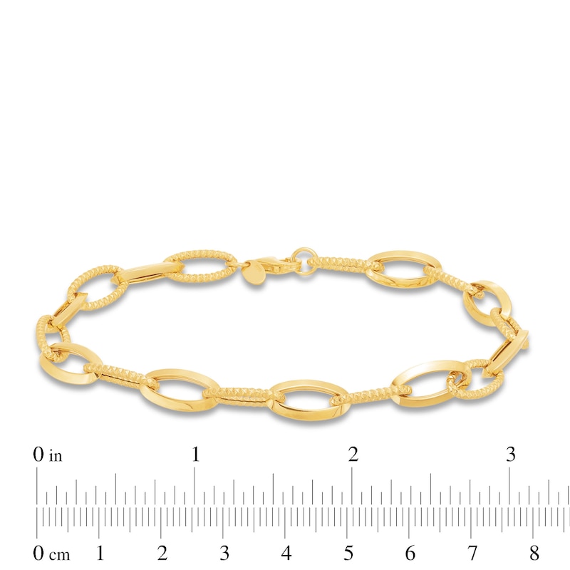 Main Image 4 of Diamond-Cut 10.0mm Oval Link Chain Bracelet in Hollow 14K Gold - 7.5"