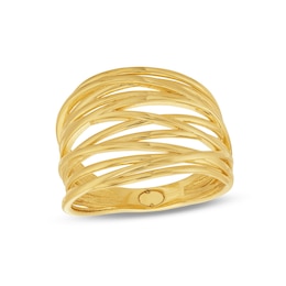 Layered Multi-Row Criss-Cros Ring in 10K Gold - Size 7