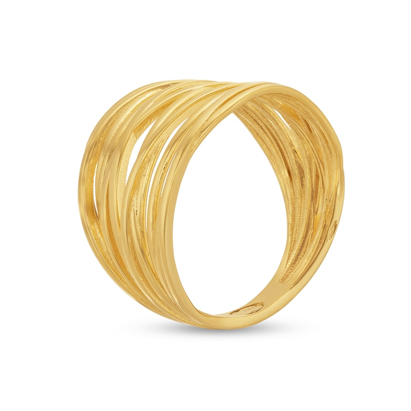 Layered Multi-Row Criss-Cros Ring in 10K Gold - Size 7