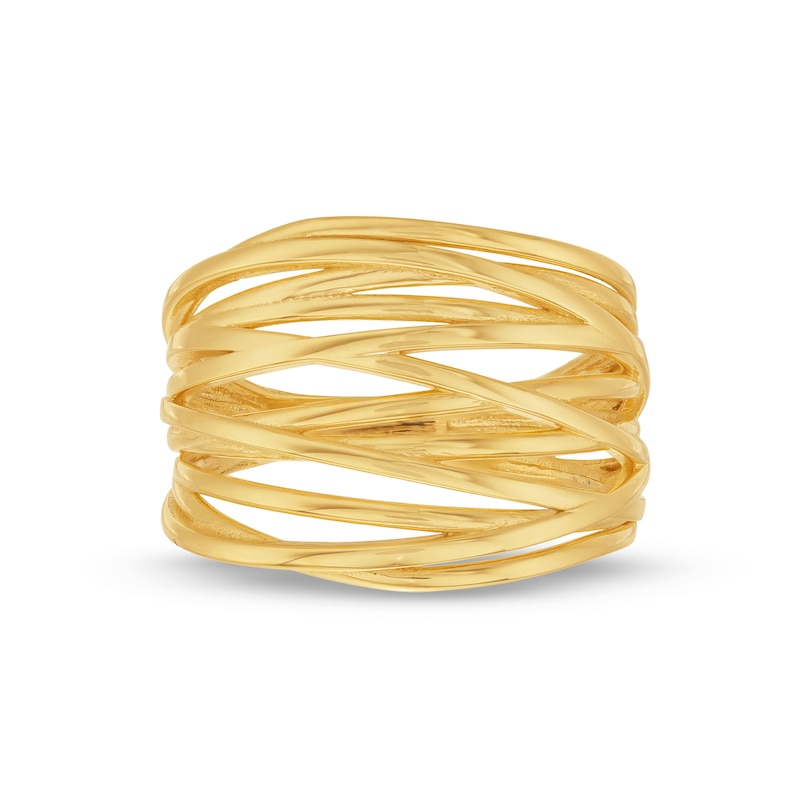 Layered Multi-Row Criss-Cros Ring in 10K Gold - Size 7