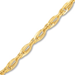 Diamond-Cut 6.6mm Layered Oval Link Chain Bracelet in Hollow 14K Gold - 7.5&quot;