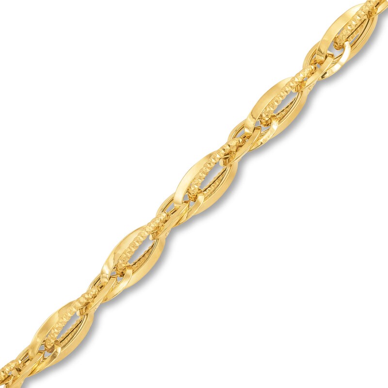 Diamond-Cut 6.6mm Layered Oval Link Chain Bracelet in Hollow 14K Gold - 7.5"