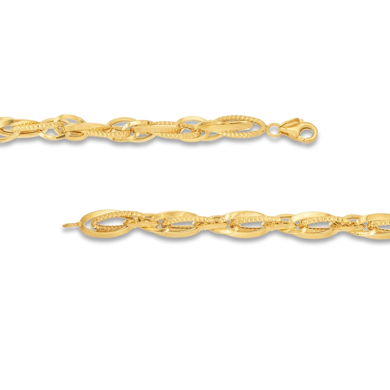 Diamond-Cut 6.6mm Layered Oval Link Chain Bracelet in Hollow 14K Gold - 7.5"