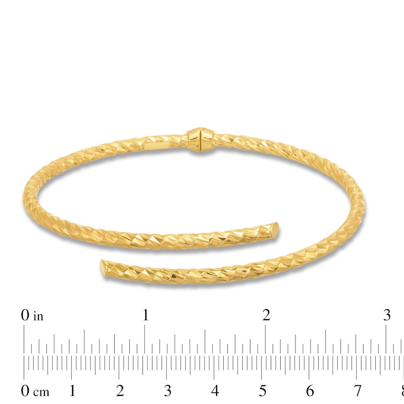 Main Image 3 of Diamond-Cut Open Wrap Hinged Bangle in Hollow 14K Gold - 7.25"