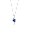 Thumbnail Image 0 of Pear-Shaped Blue Sapphire and 1/10 CT. T.W. Diamond Flame Pendant in 10K White Gold