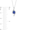 Thumbnail Image 2 of Pear-Shaped Blue Sapphire and 1/10 CT. T.W. Diamond Flame Pendant in 10K White Gold