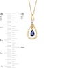 Thumbnail Image 2 of Pear-Shaped Blue Sapphire and Diamond Accent Dangle Flame Outline Pendant in 10K Gold