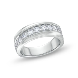 Men's 1-1/2 CT. T.W. Certified Lab-Grown Diamond Ten Stone Slightly Slanted Band in 14K White Gold (F/VS2)