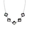 Thumbnail Image 1 of Black Mother-of-Pearl Clover Necklace in Sterling Silver - 16”