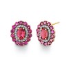 Thumbnail Image 1 of Oval Tourmaline, Rhodolite Garnet and 1/4 CT. T.W. Diamond Double Frame Stud Earrings in 14K Rose Gold