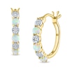 Thumbnail Image 0 of Alternating Opal and Diamond Accent Huggie Hoop Earrings in 10K Gold