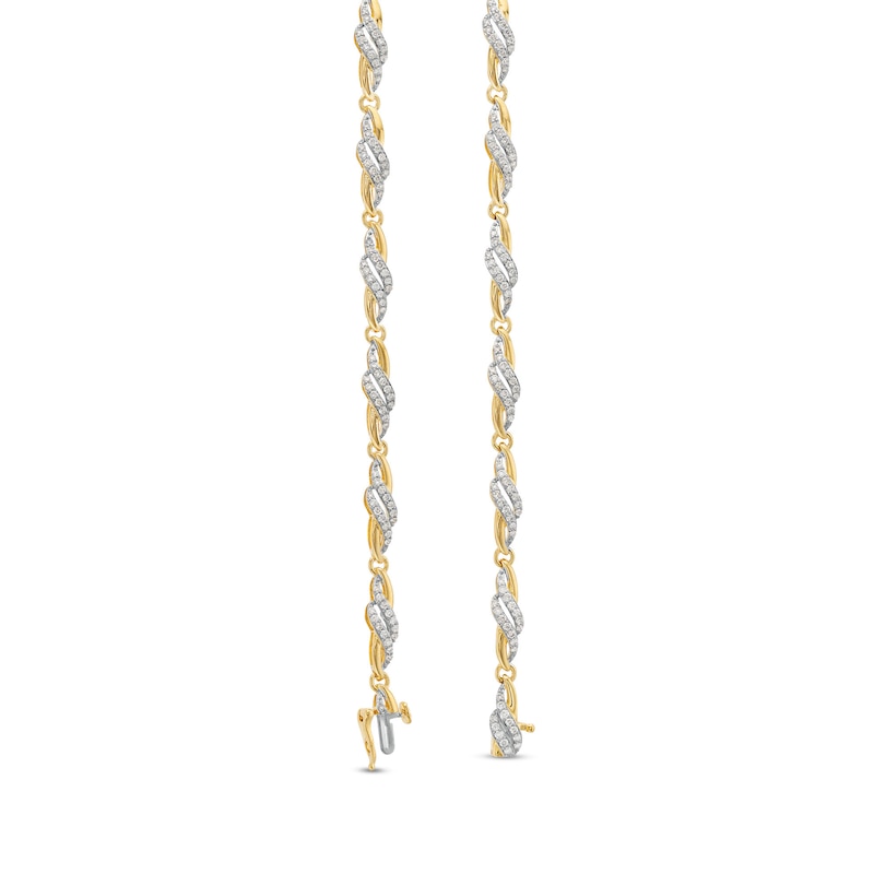 Main Image 2 of 1 CT. T.W. Diamond Bypass Swirl Link Bracelet in 10K Gold - 7.5"