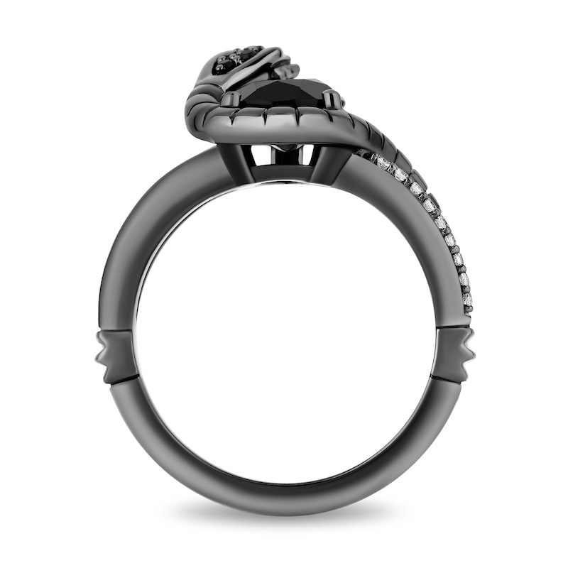 Main Image 3 of Enchanted Disney Villains Jafar Onyx and 1/8 CT. T.W. Diamond Snake Split Shank Ring in Black Sterling Silver - Size 7