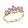 Thumbnail Image 1 of Marquise-Cut Pink Sapphire and 1/8 CT. T.W. Diamond Duo Alternating Ring in 14K Gold