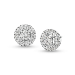 1/4 CT. T.W. Multi-Diamond Layered Frame Stud Earrings in 10K White Gold