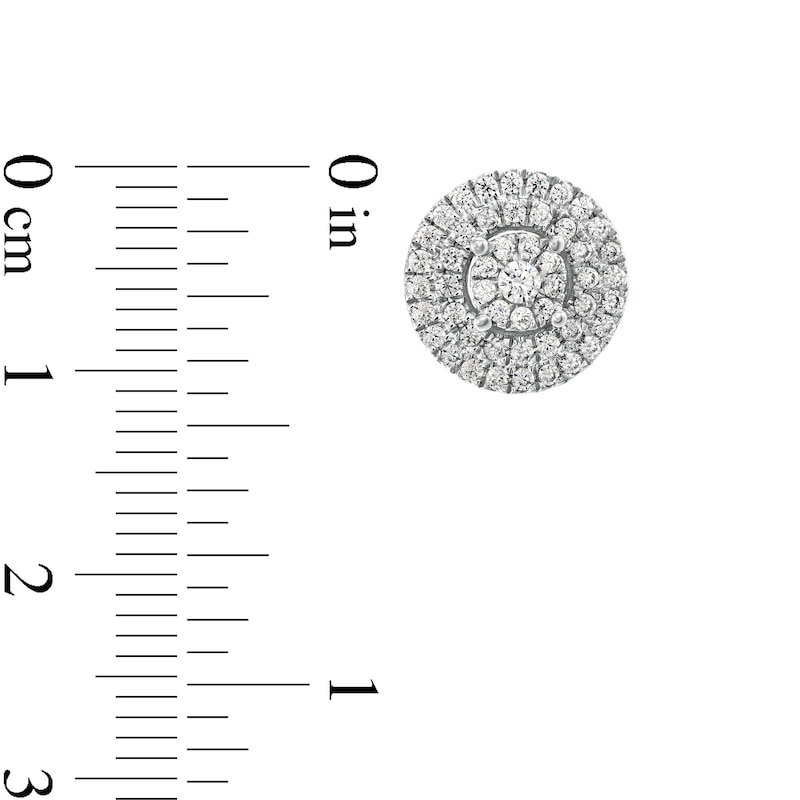 Main Image 3 of 1/4 CT. T.W. Multi-Diamond Layered Frame Stud Earrings in 10K White Gold
