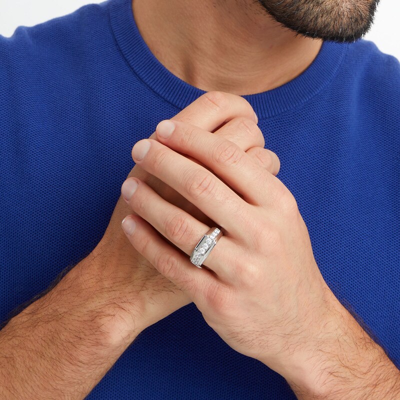 Main Image 2 of 1 CT. T.W. Certified Lab-Grown Diamond Squared Band in 14K White Gold (F/VS2)