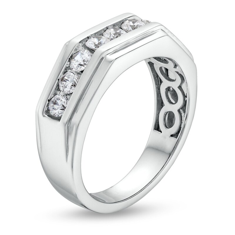 Main Image 3 of 1 CT. T.W. Certified Lab-Grown Diamond Squared Band in 14K White Gold (F/VS2)