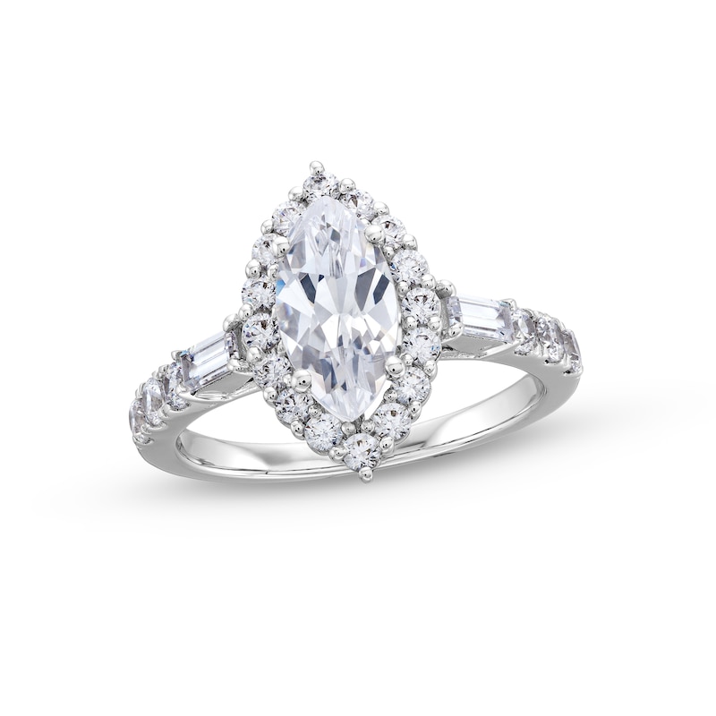 Main Image 1 of 1-3/4 CT. T.W. Marquise-Cut Certified Lab-Grown Diamond Frame Engagement Ring in 14K White Gold (F/VS2)