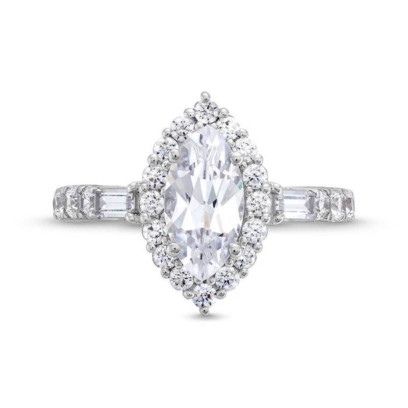Main Image 4 of 1-3/4 CT. T.W. Marquise-Cut Certified Lab-Grown Diamond Frame Engagement Ring in 14K White Gold (F/VS2)