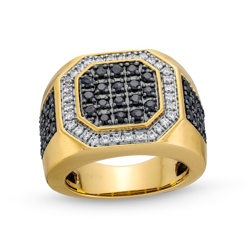 Main Image 1 of 2 CT. T.W. Black and White Diamond Octagon-Top Ring in 10K Gold