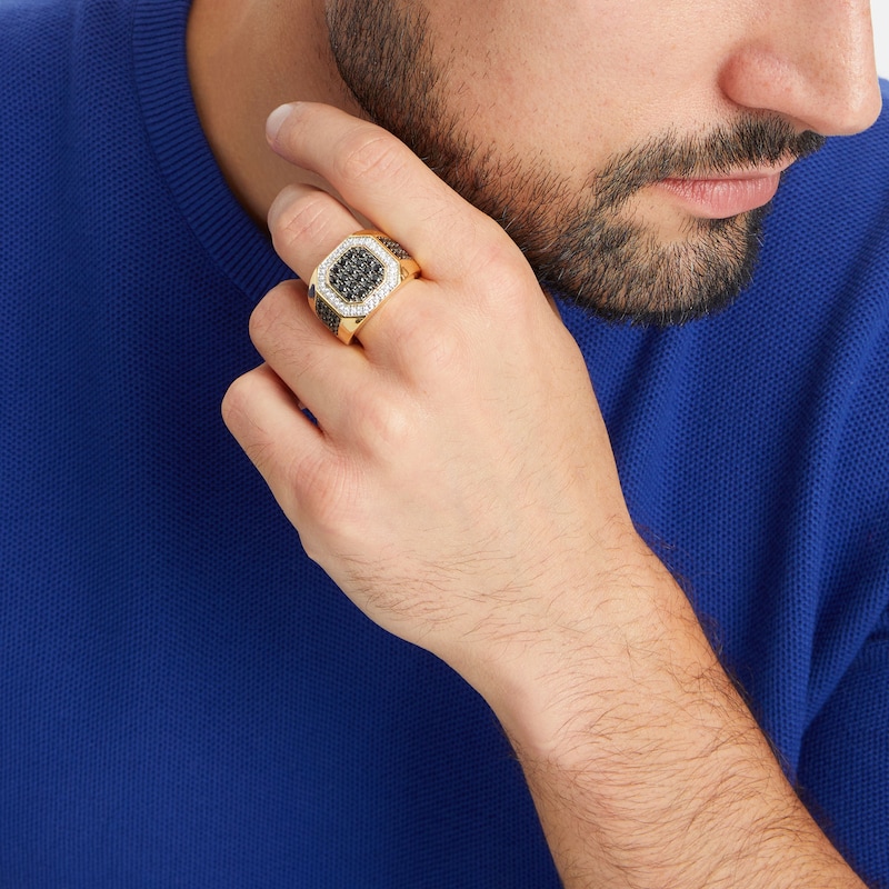 Main Image 2 of 2 CT. T.W. Black and White Diamond Octagon-Top Ring in 10K Gold