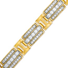 Men's 4 CT. T.W. Diamond Rectangle Links Bracelet in 10K Gold - 8.5&quot;