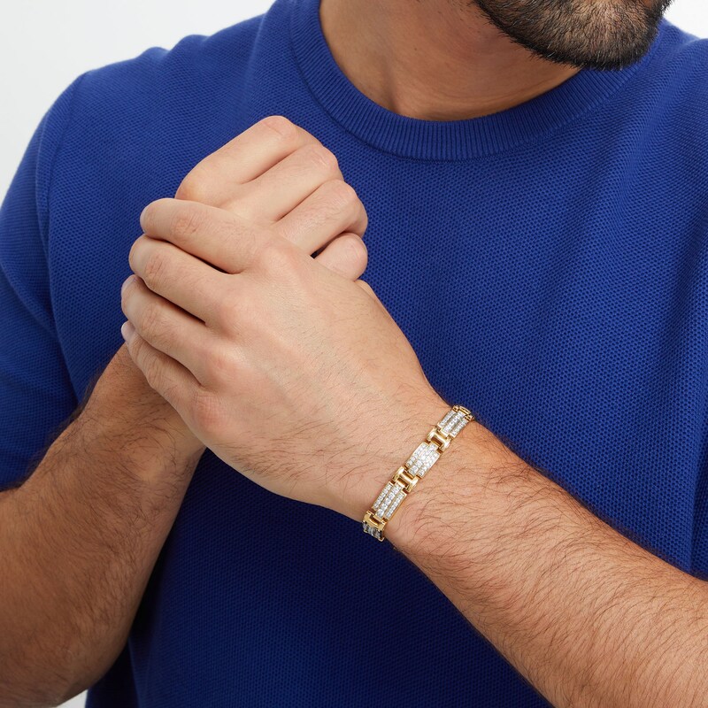 Main Image 2 of 4 CT. T.W. Diamond Rectangle Links Bracelet in 10K Gold - 8.5"