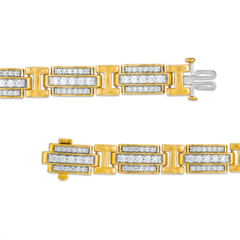 Main Image 3 of 4 CT. T.W. Diamond Rectangle Links Bracelet in 10K Gold - 8.5"