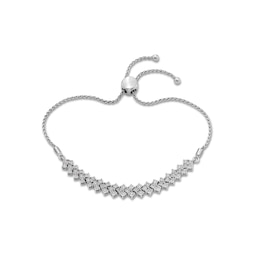 1/2 CT. T.W. Diamond Miracle Chevron Triple Row Bolo Bracelet in Sterling Silver - 9"