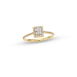 1/4 CT. T.W Princess-Shaped Multi-Diamond Square Frame Promise Ring in 10K Gold