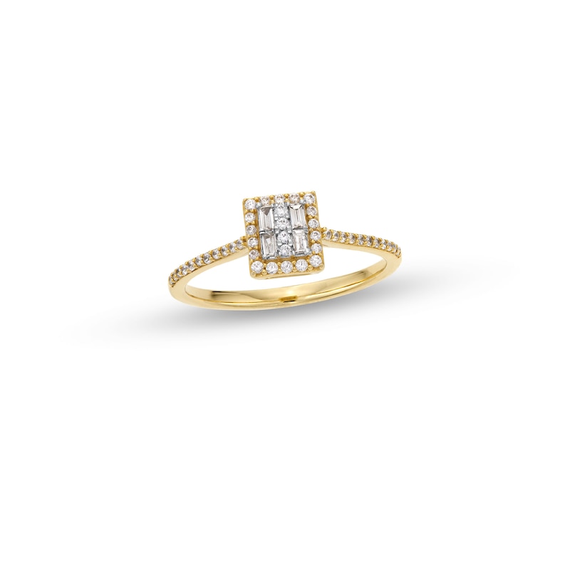 Main Image 1 of 1/4 CT. T.W Princess-Shaped Multi-Diamond Square Frame Promise Ring in 10K Gold