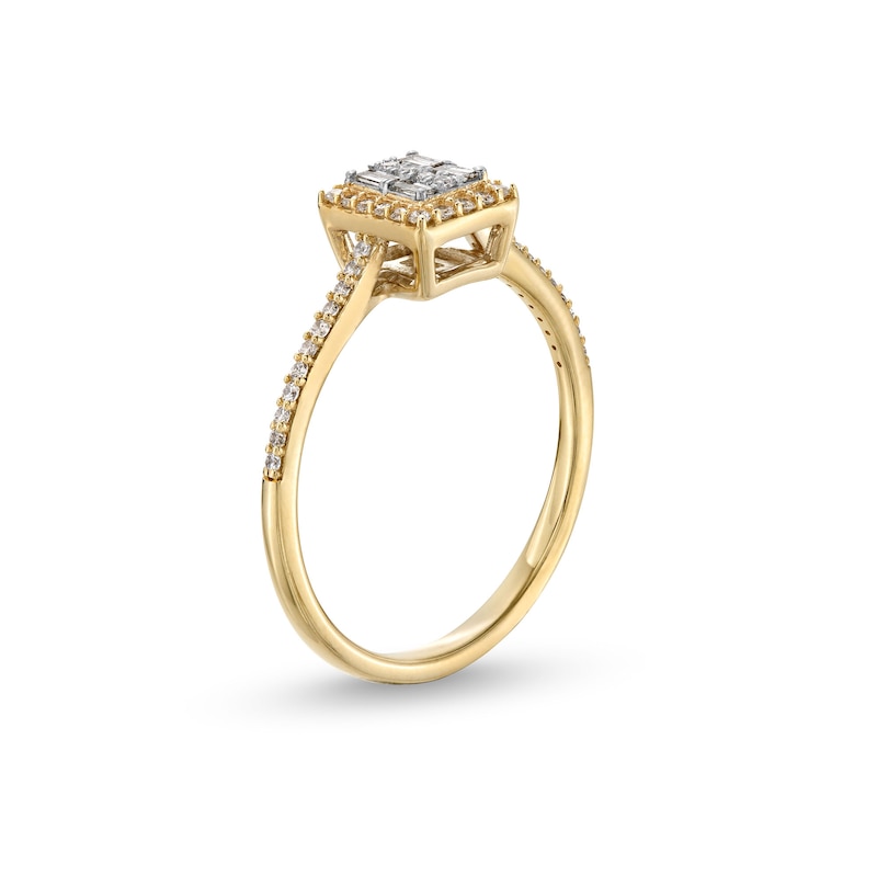 Main Image 2 of 1/4 CT. T.W Princess-Shaped Multi-Diamond Square Frame Promise Ring in 10K Gold