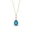 Thumbnail Image 0 of Faceted Pear-Shaped London Blue Topaz and White Lab-Created Sapphire Pendant in 10K Gold