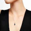 Thumbnail Image 1 of Faceted Pear-Shaped London Blue Topaz and White Lab-Created Sapphire Pendant in 10K Gold