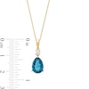 Thumbnail Image 4 of Faceted Pear-Shaped London Blue Topaz and White Lab-Created Sapphire Pendant in 10K Gold