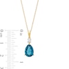 Thumbnail Image 3 of Faceted Pear-Shaped London Blue Topaz and White Lab-Created Sapphire Pendant in 10K Gold