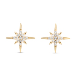 Enchanted Disney Wish 1/10 CT. T.W. Diamond North Star Stud Earrings in Sterling Silver and 10K Gold