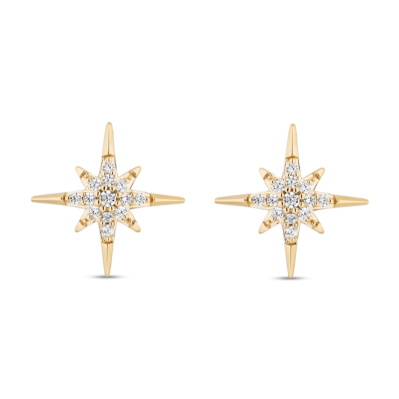 Main Image 1 of Enchanted Disney Wish 1/10 CT. T.W. Diamond North Star Stud Earrings in Sterling Silver and 10K Gold