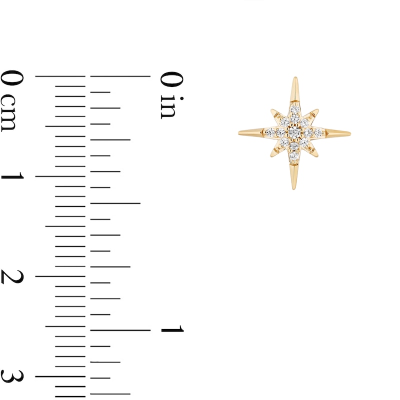 Main Image 3 of Enchanted Disney Wish 1/10 CT. T.W. Diamond North Star Stud Earrings in Sterling Silver and 10K Gold
