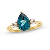 Thumbnail Image 0 of Pear-Shaped London Blue Topaz and White Lab-Created Sapphire Ring in 10K Gold