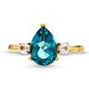 Thumbnail Image 3 of Pear-Shaped London Blue Topaz and White Lab-Created Sapphire Ring in 10K Gold