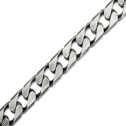 10.9mm Diamond-Cut Curb Chain Bracelet in Solid Sterling Silver with Gunmetal Grey Ruthenium - 9"