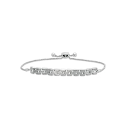 1/10 CT. T.W. Diamond Watch Band Bolo Bracelet in Sterling Silver - 9.5"