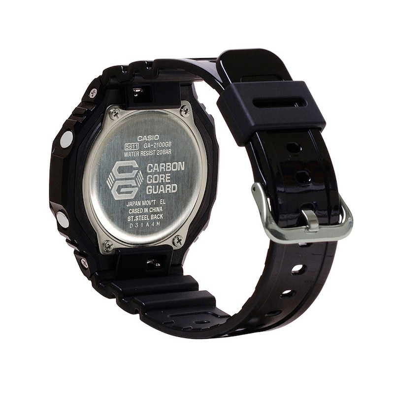 Main Image 2 of Men's Casio G-Shock Classic Analog-Digital Black Resin Strap Watch with Gold-Tone Dial (Model: GA2100GB-1A)
