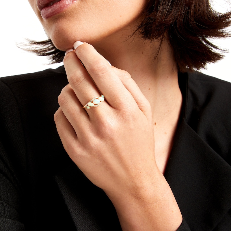 Main Image 2 of Multi-Opal and 1/15 CT. T.W. Diamond Ring in 10K Gold