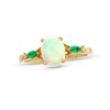 Thumbnail Image 1 of Oval-Shaped Opal, Emerald and Diamond Accent Ring in 10K Gold