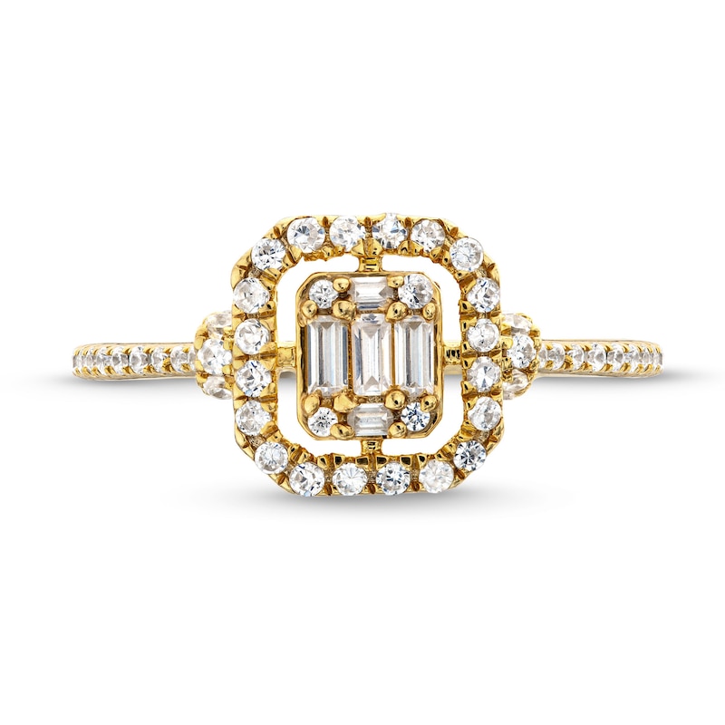 Main Image 4 of 1/4 CT. T.W. Multi-Diamond Open Cushion Frame Ring in 10K Gold