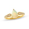 Thumbnail Image 1 of Pear-Shaped Opal and 1/8 CT. T.W. Diamond Ring in 10K Gold